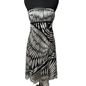 Nicole Miller Collection Strapless Black White Embroidered Cocktail Dress W 4‎